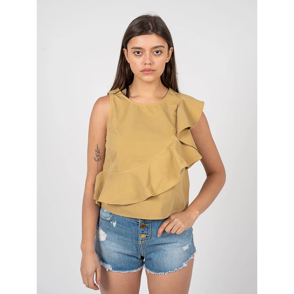 pinko Elegante Asymmetrische Blouse Yellow Dames