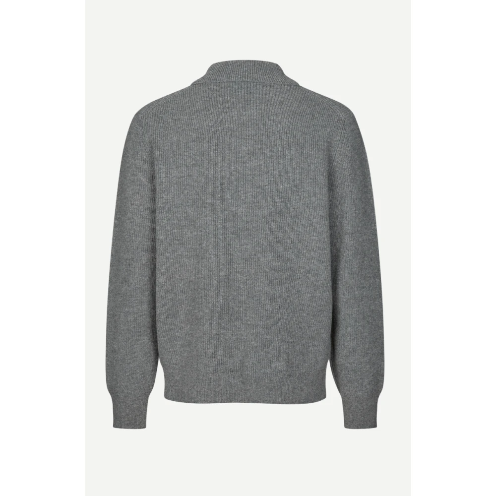 Samsøe Lichtgrijze Merino wollen polo trui Gray Heren