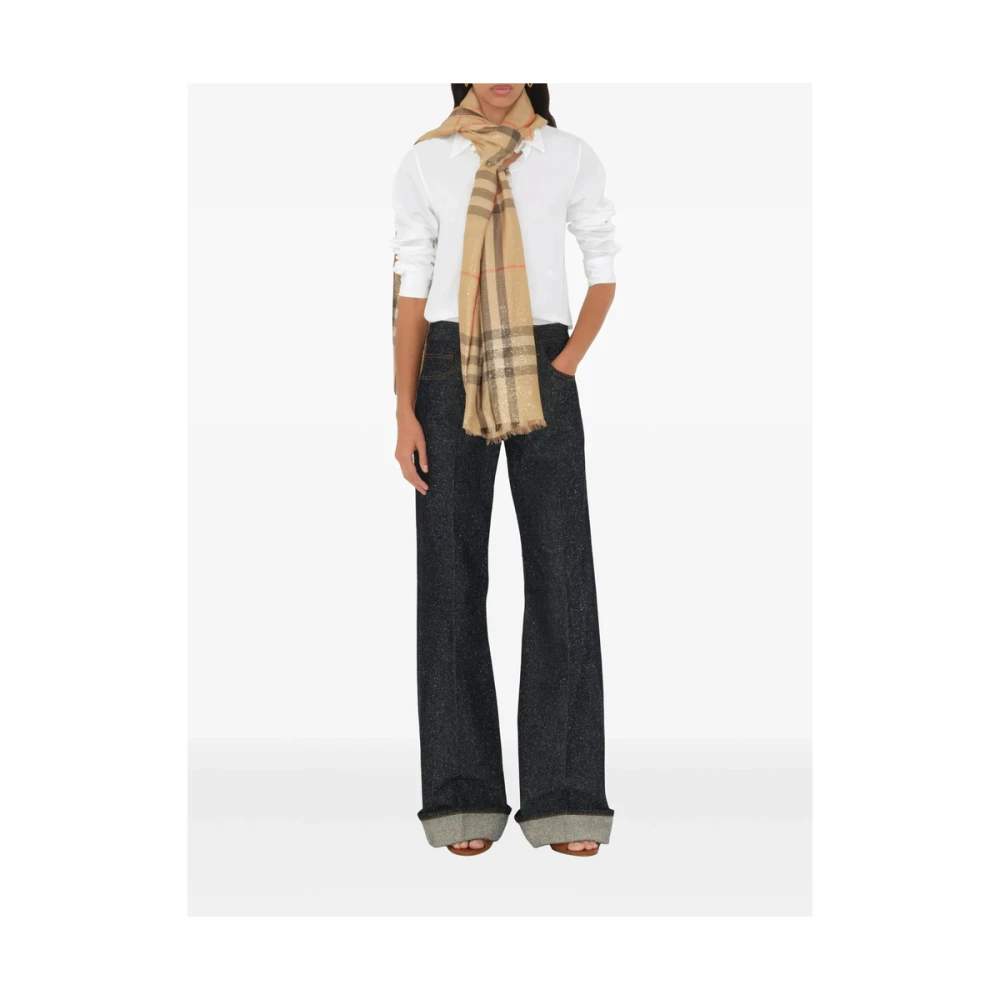 Burberry Vintage Check Patroon Omslag Sjaal Beige Dames
