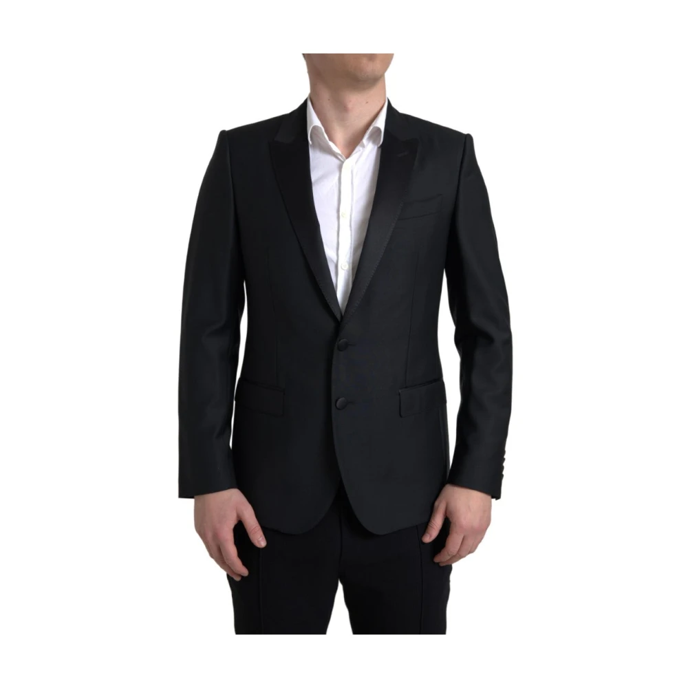 Dolce & Gabbana Men's Black Wool Single Breasted Martini Blazer
