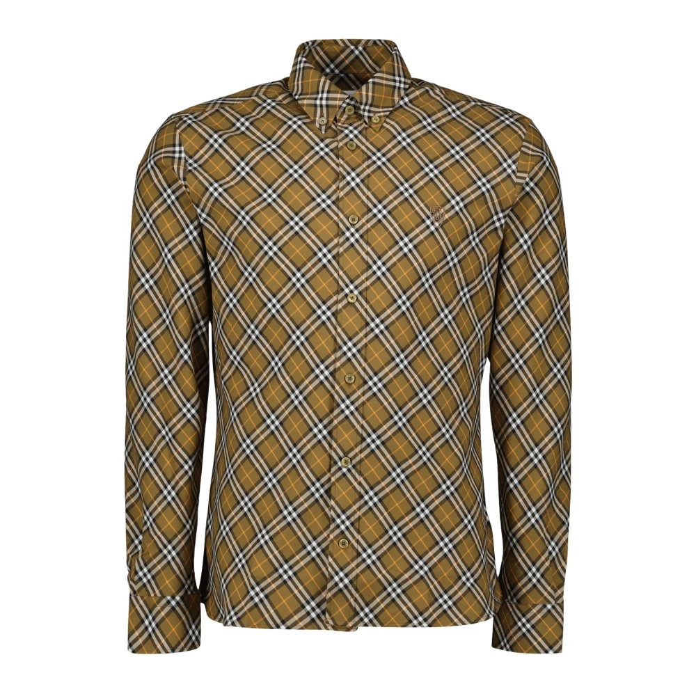 Burberry Geruite Overhemd Vintage Stijl Mannen Beige Heren