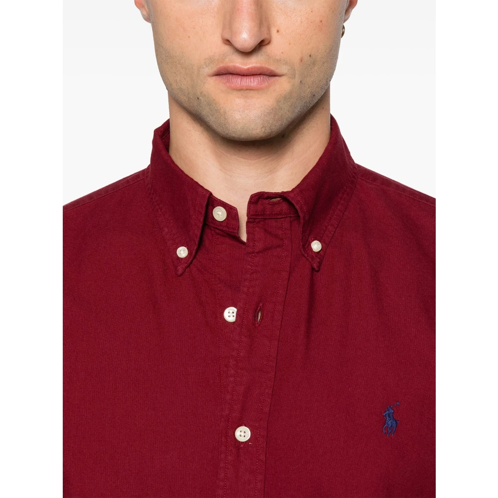 Polo Ralph Lauren Katoenen geborduurd Oxford overhemd Red Heren