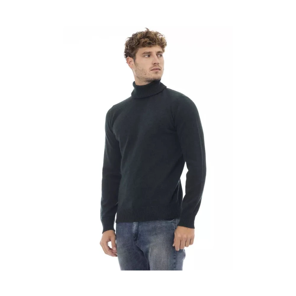 Alpha Studio Luxe Groene Wollen Turtleneck Sweater Green Heren