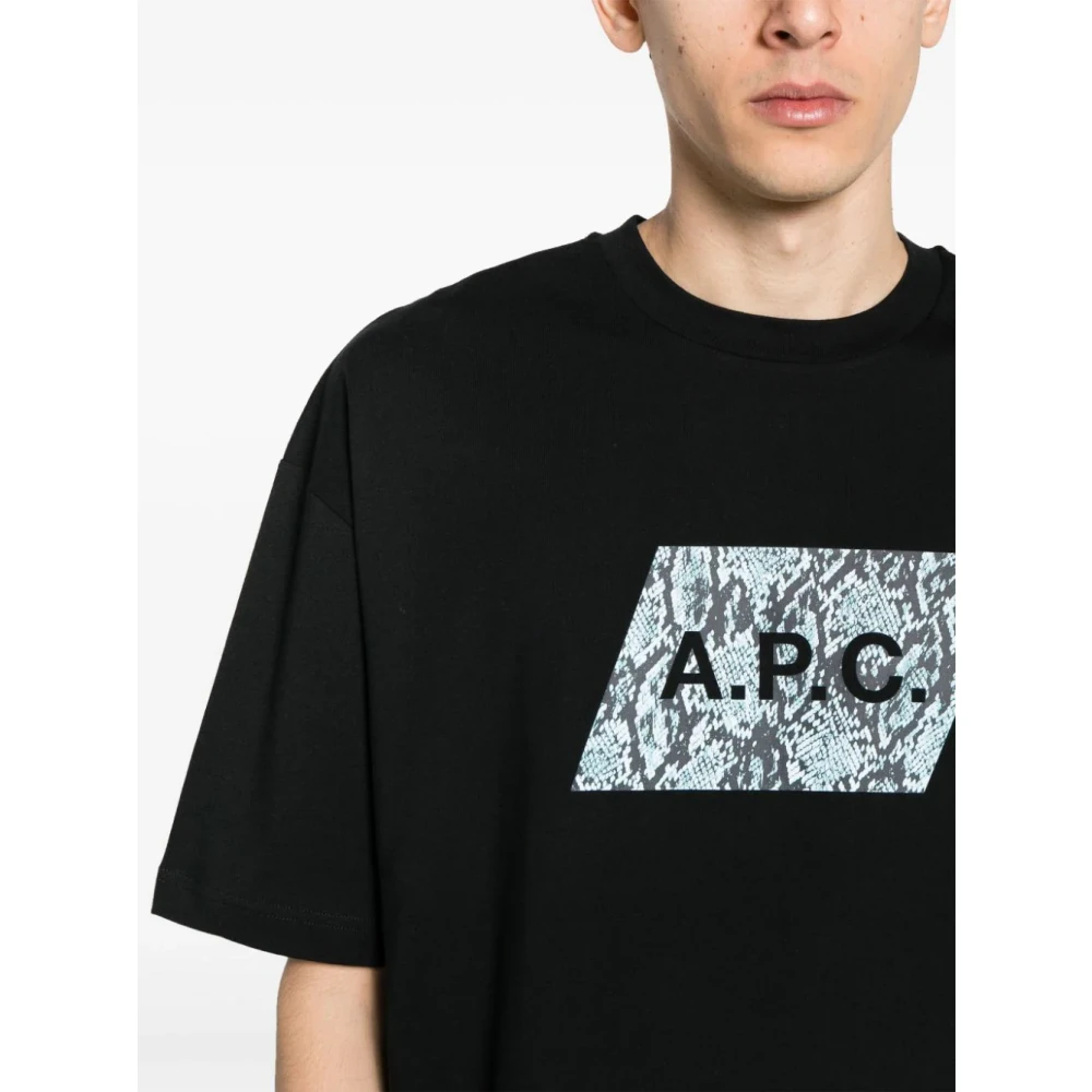 A.p.c. Heren T-shirt met Python Motief Black Heren