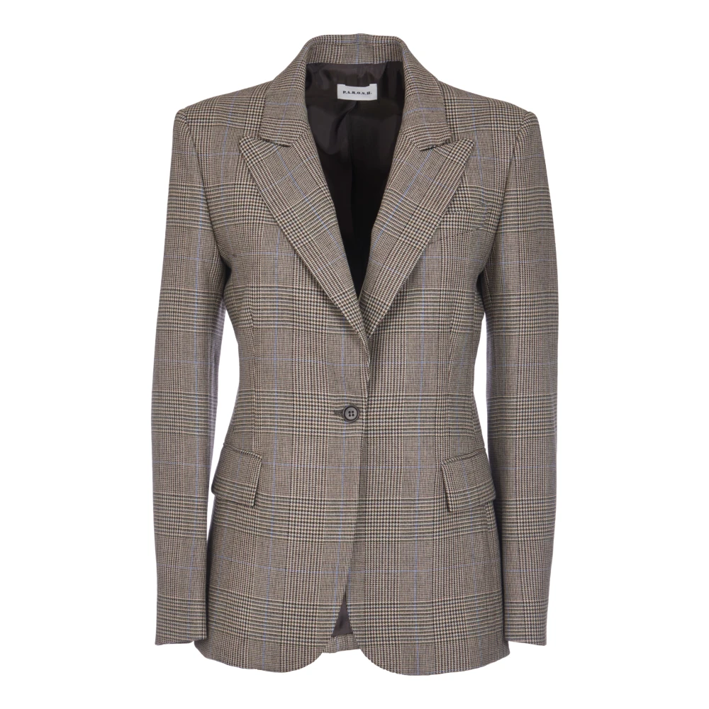 P.a.r.o.s.h. Beige Geruite Jas Brown Dames
