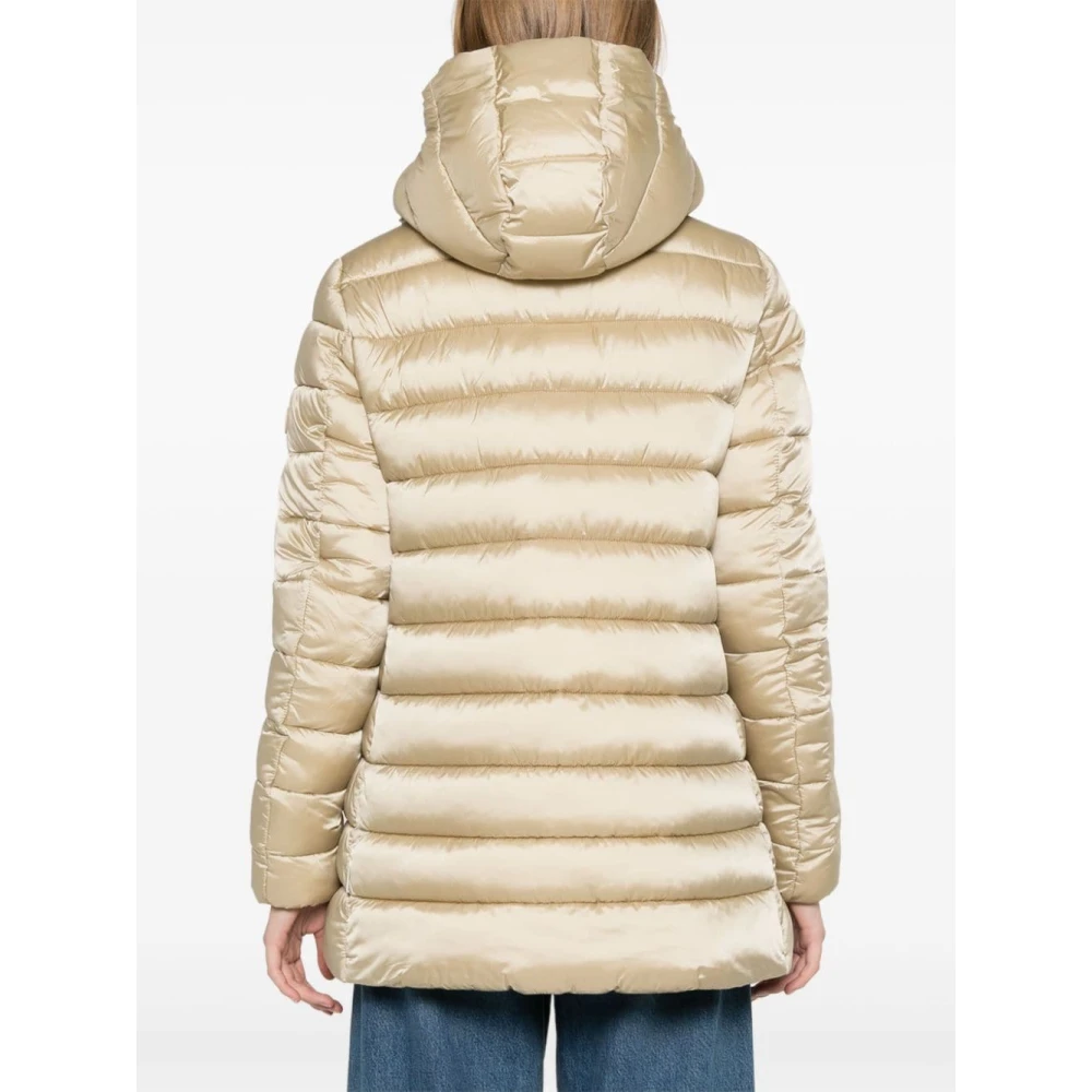 Save The Duck Glanzende waterbestendige nylonjas Beige Dames