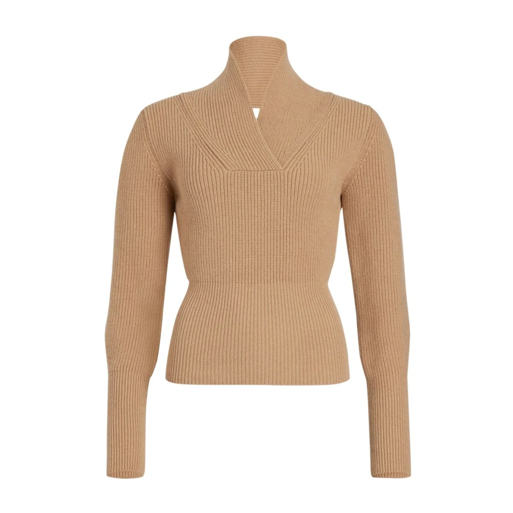 Patou Beige Merino Wol Gebreide Trui Beige Dames