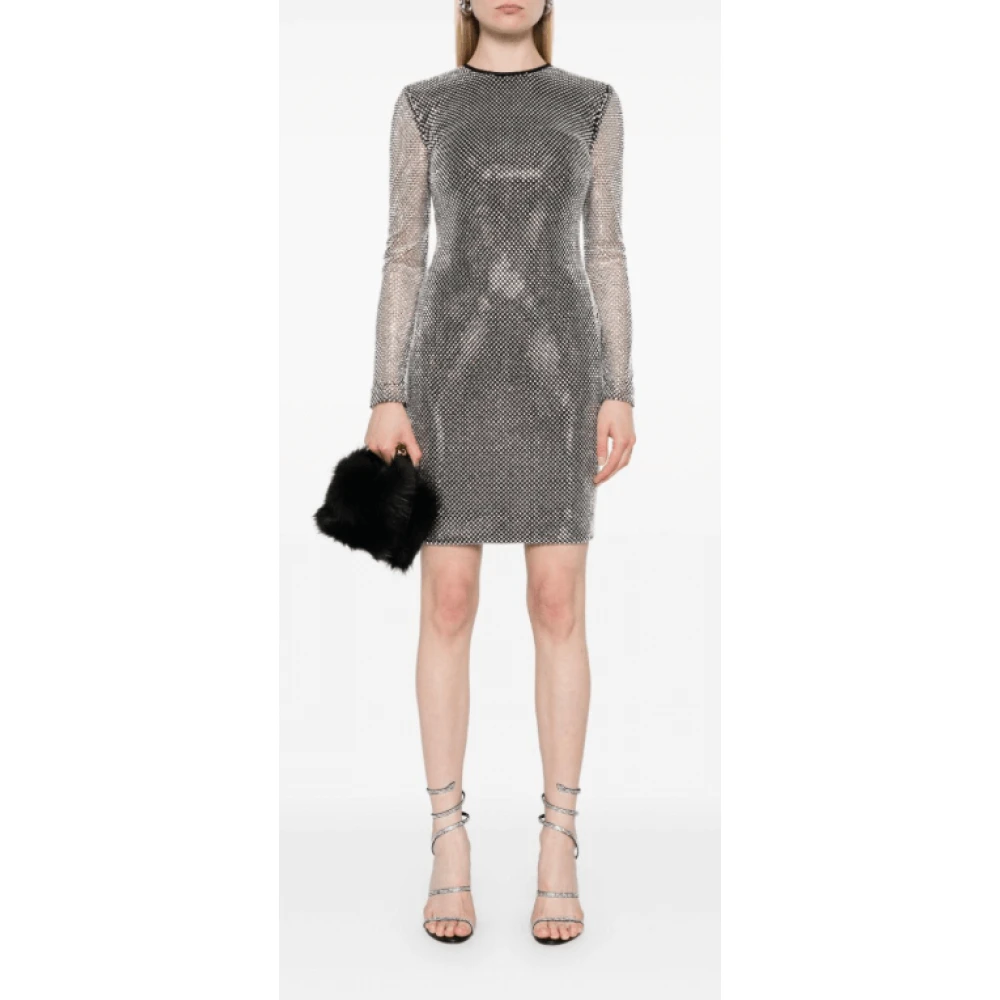 Dolce & Gabbana Kristalversierde Mini Jurk Gray Dames