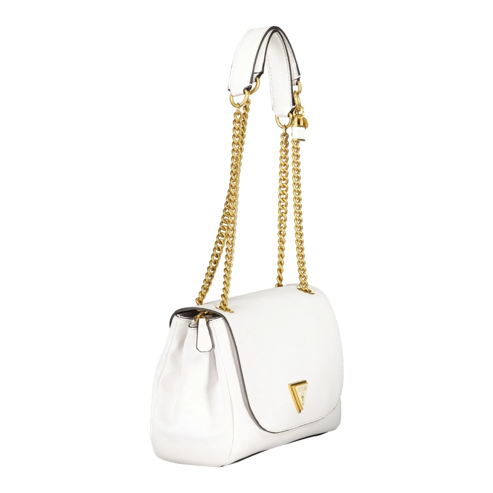 Guess Witte Schoudertas met Ketting en Meerdere Compartimenten White Dames