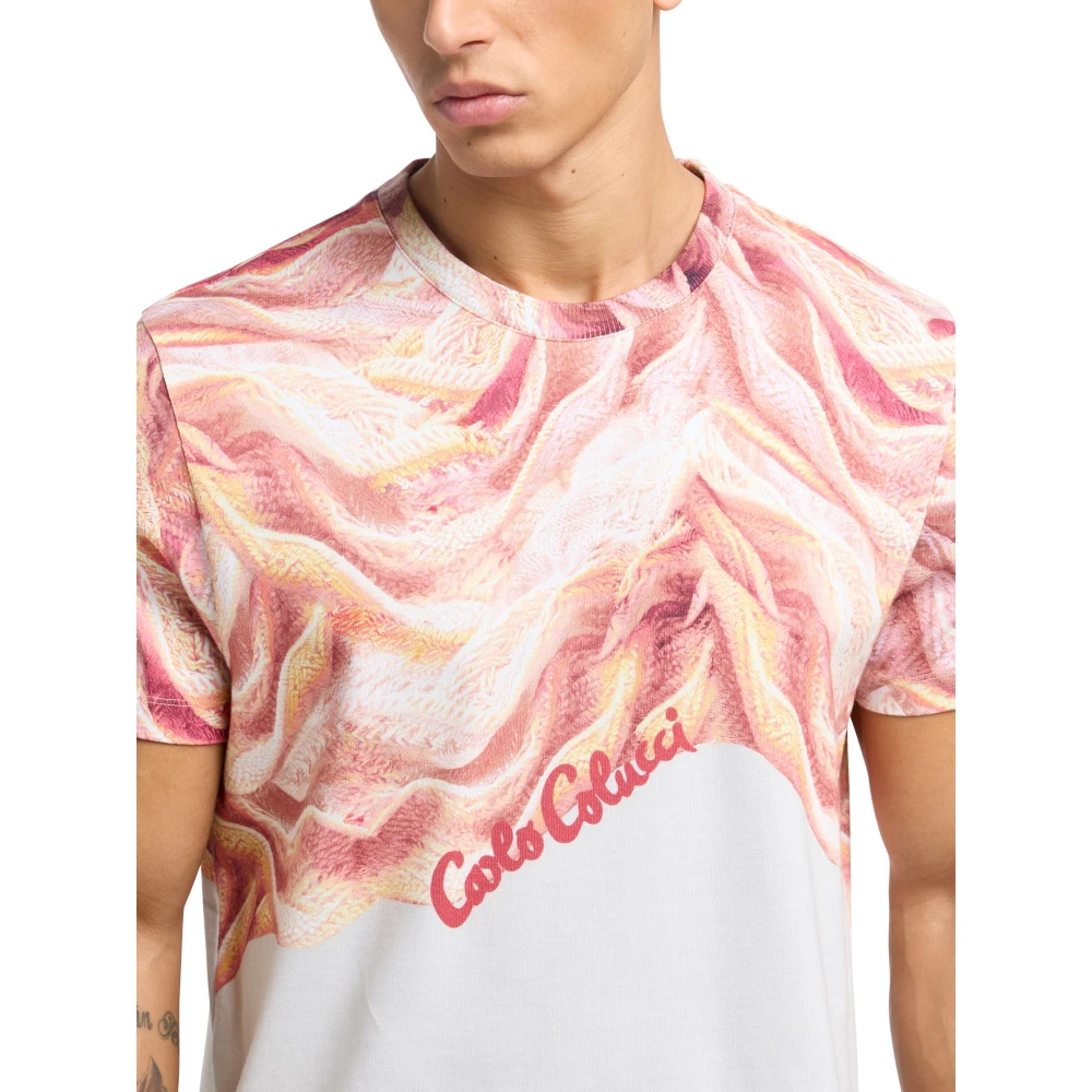 carlo colucci Gebreid T-shirt Stedelijke Elegantie Orange Heren