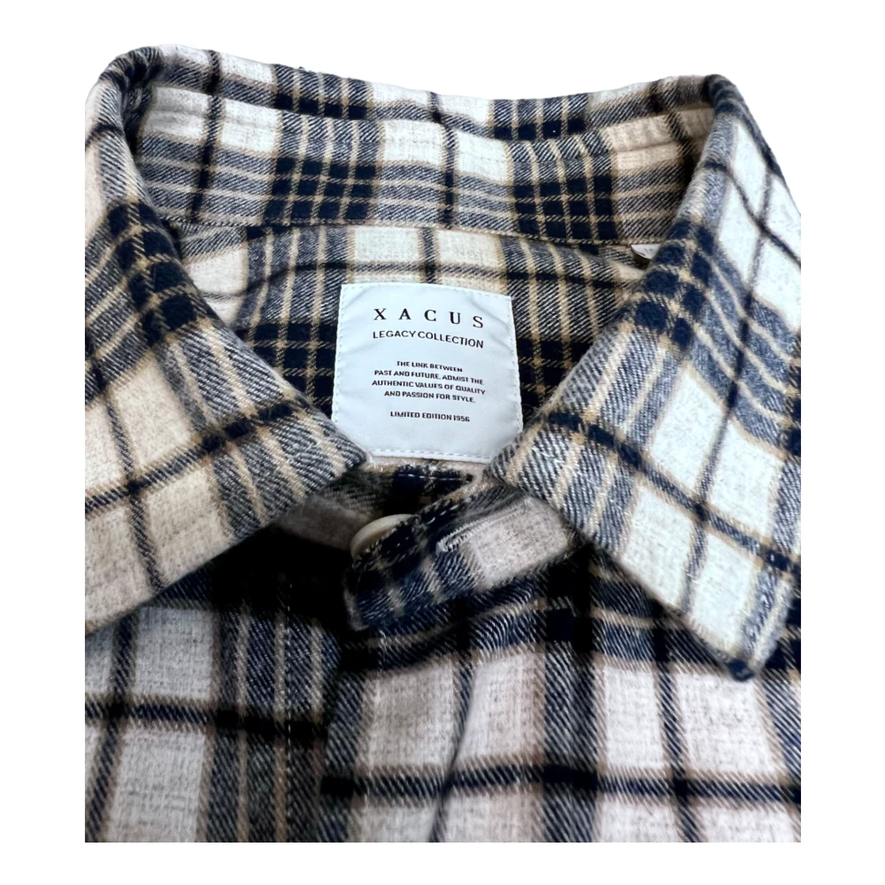 Xacus Katoenen Flanellen Geruite Shirt Blauw Blue Heren