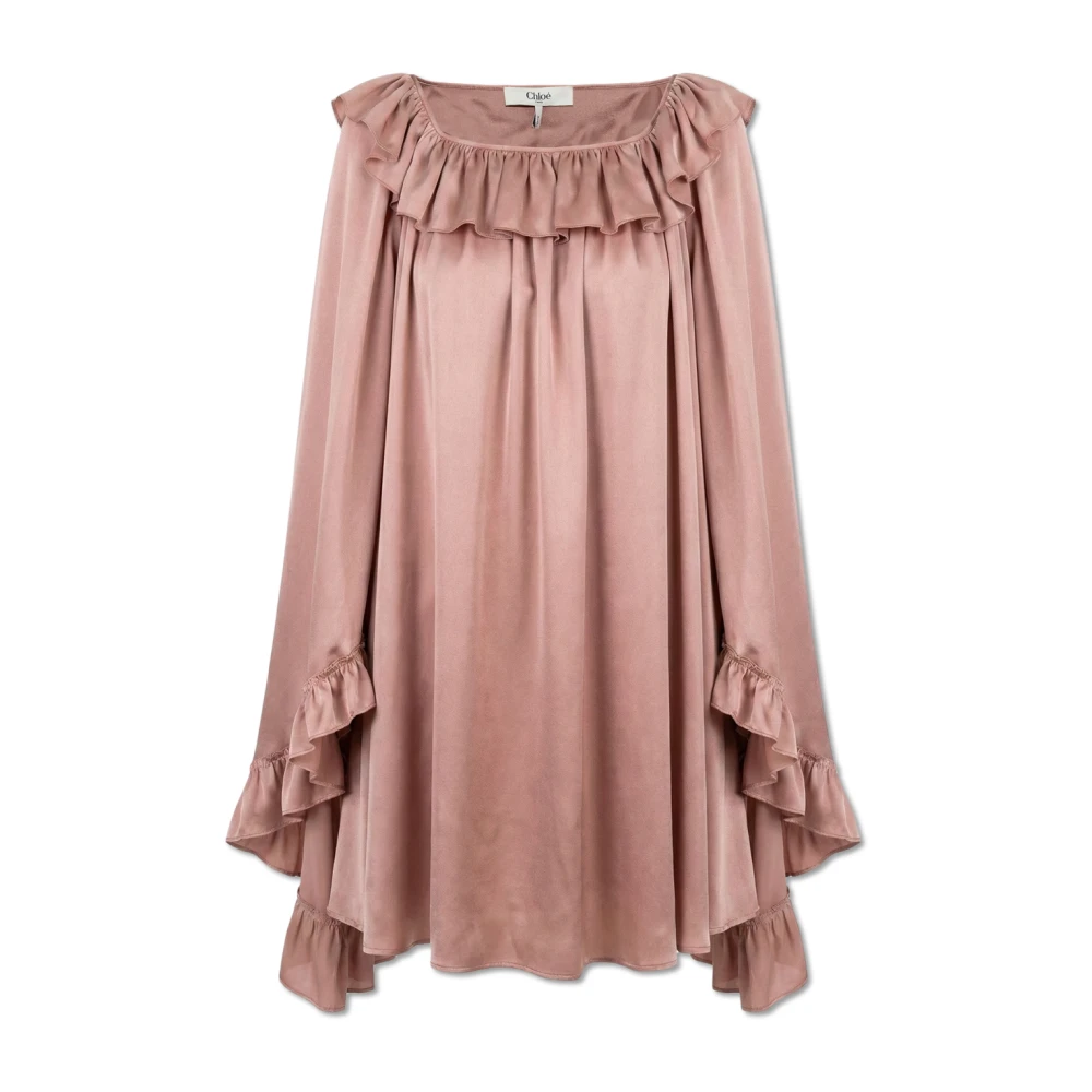 Chloé Femme Rose - Robe En Soie À Volants - Robes - Taille: 40 Fr