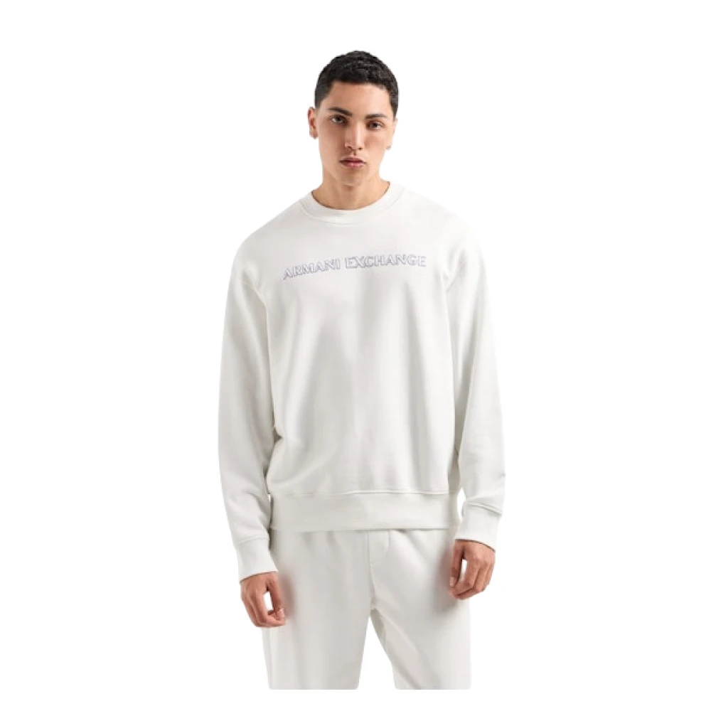Armani Exchange Witte trui met logo print White Heren
