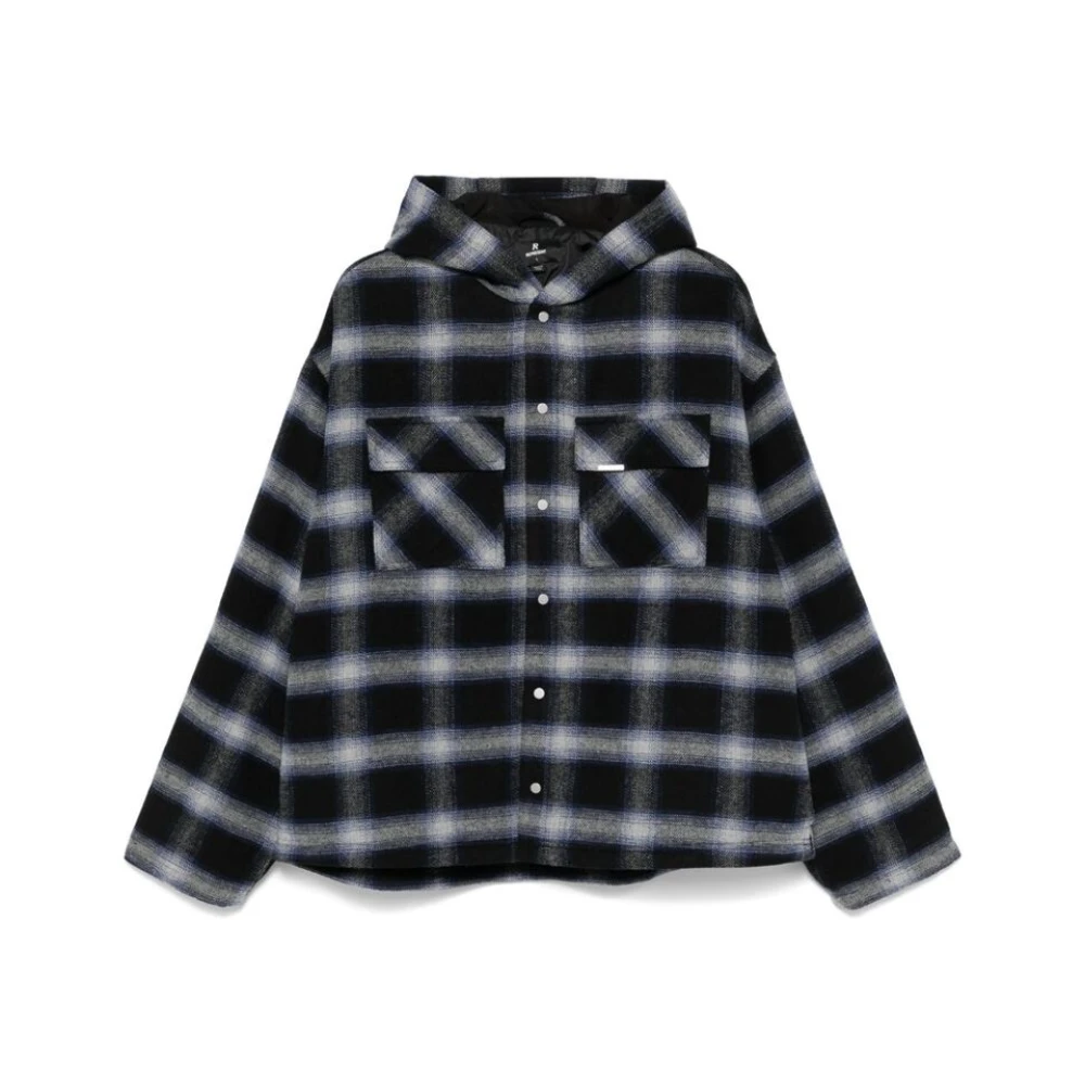 Represent Hooded Over Shirt Blue Heren