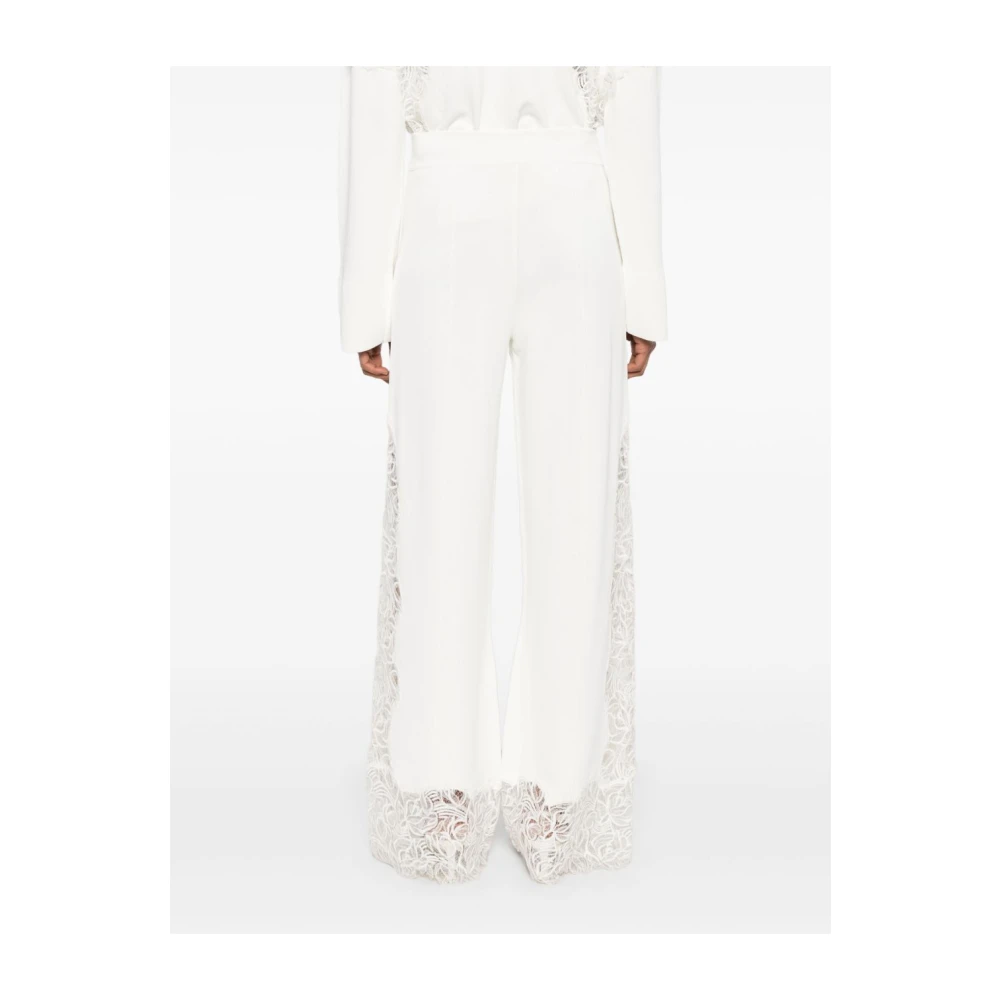 Ermanno Scervino Witte bloemen geborduurde elastische taille broek White Dames