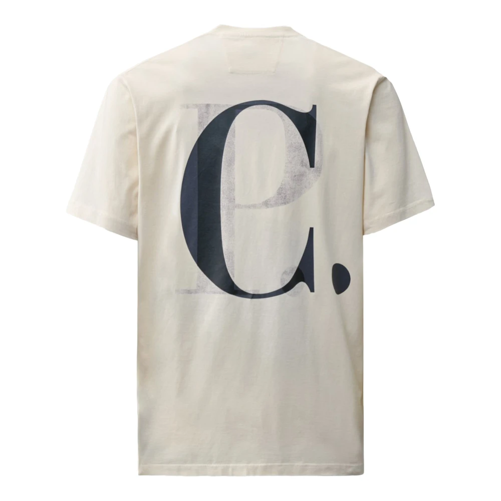 C.P. Company Ecru Logo Print Jersey T-shirt Beige Heren