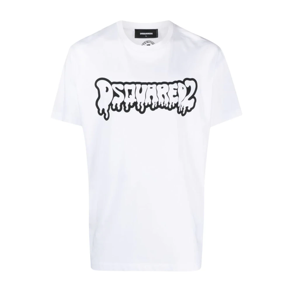 Dsquared2 Logo Print Katoenen T-Shirt White Heren