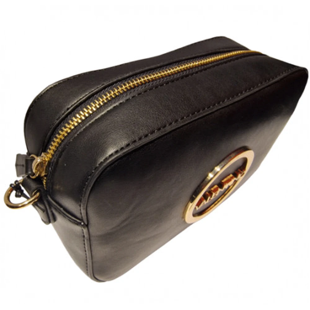 Valentino by Mario Valentino Zwarte Rechthoekige Handtas met Gouden Logo Black Dames
