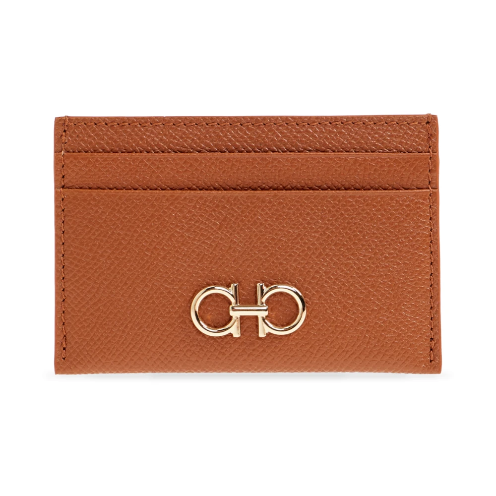 Ferragamo Women's Brown Leather Cardholder - Wallets & Cardholders - One Size - Accessories