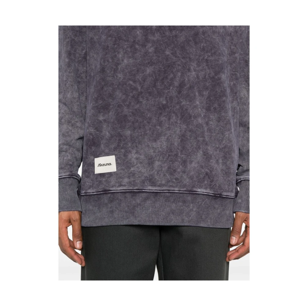 Mizuno Paarse Acid Wash Sweatshirt met Crew Neck Purple Heren
