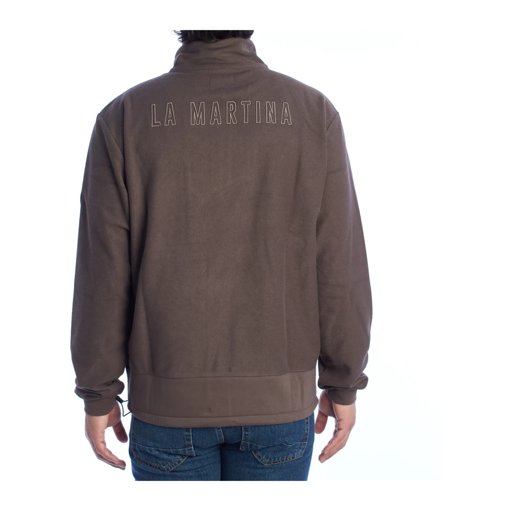 LA MARTINA Sweater met rits Eigentijds ontwerp Brown Heren