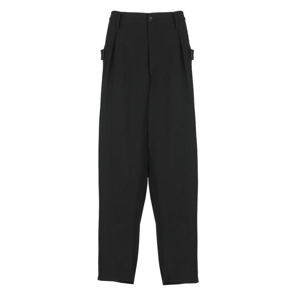 Yohji Yamamoto Zwarte wollen broek met knoopsluiting Black Heren