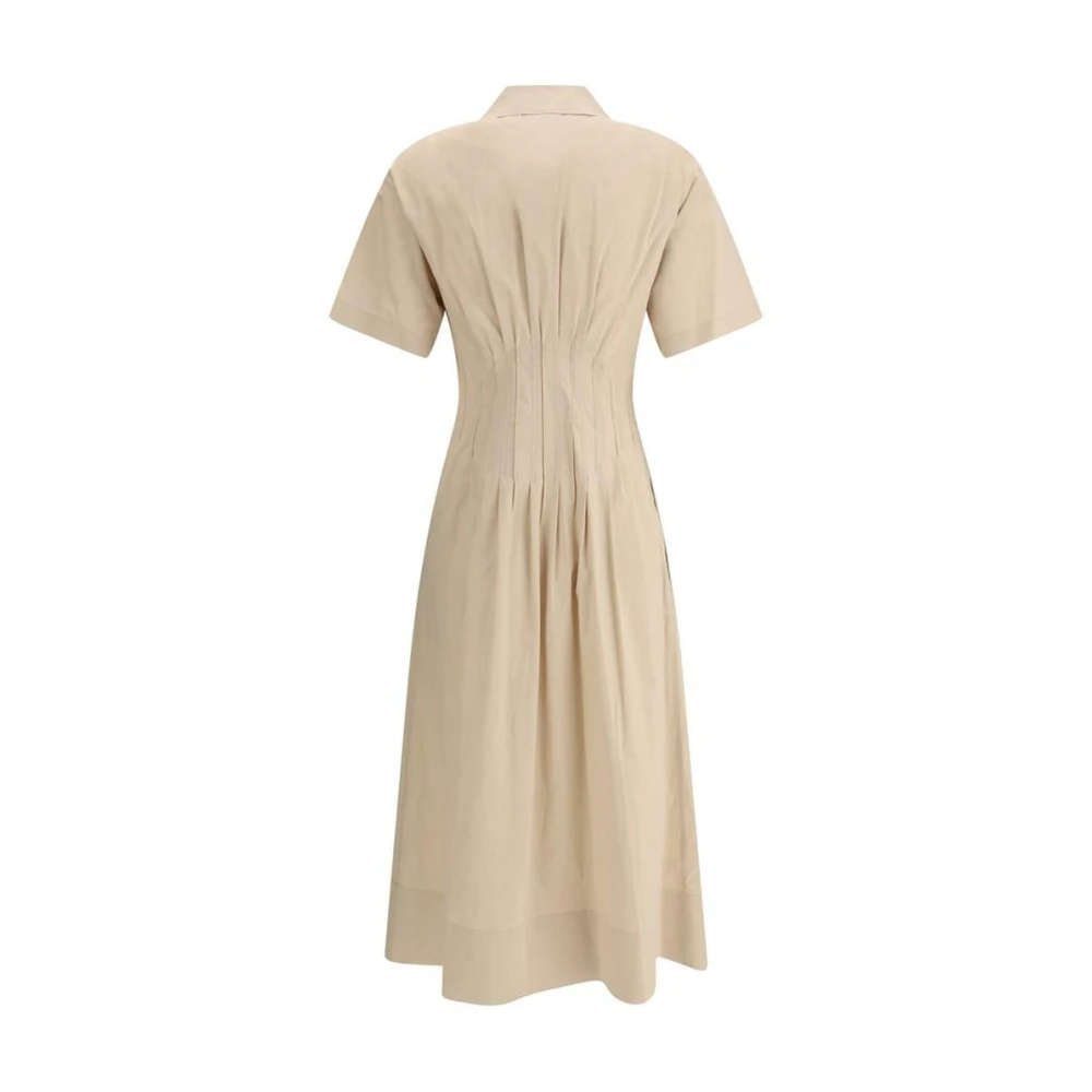 TORY BURCH Poplin Zip Midi Jurk Beige Dames