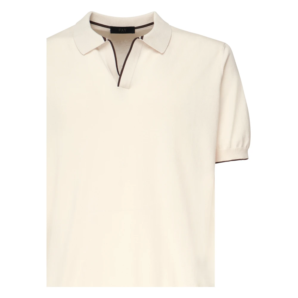 Fay Knooploos Beige Poloshirt Korte Mouwen Beige Heren
