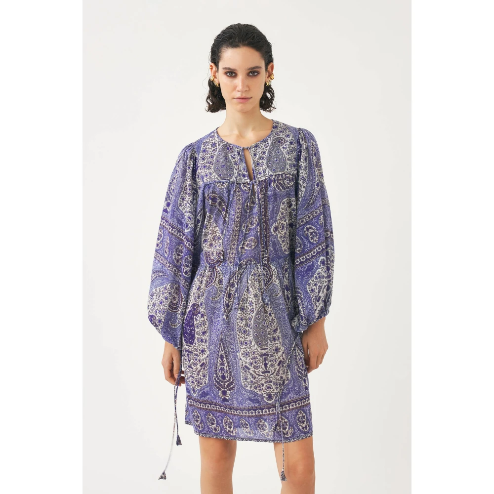 Antik batik Print mini jurk Tajar Blue Dames