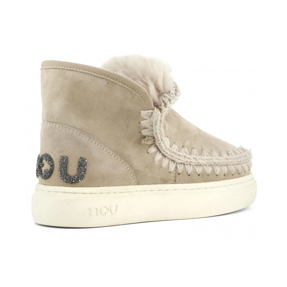 Mou Beige Eskimo Sneaker met Glitter Logo Beige Dames