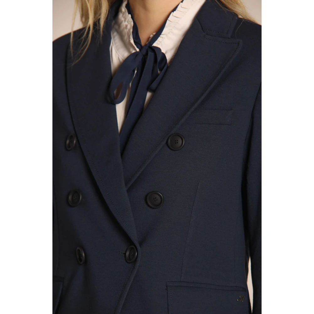 Mason's Navy Blue Dames Blazer Jersey Stijl Blue Dames