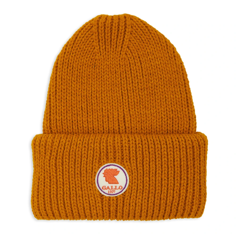 Gallo Unisex effen oranje geribbelde muts met omslag Yellow Unisex