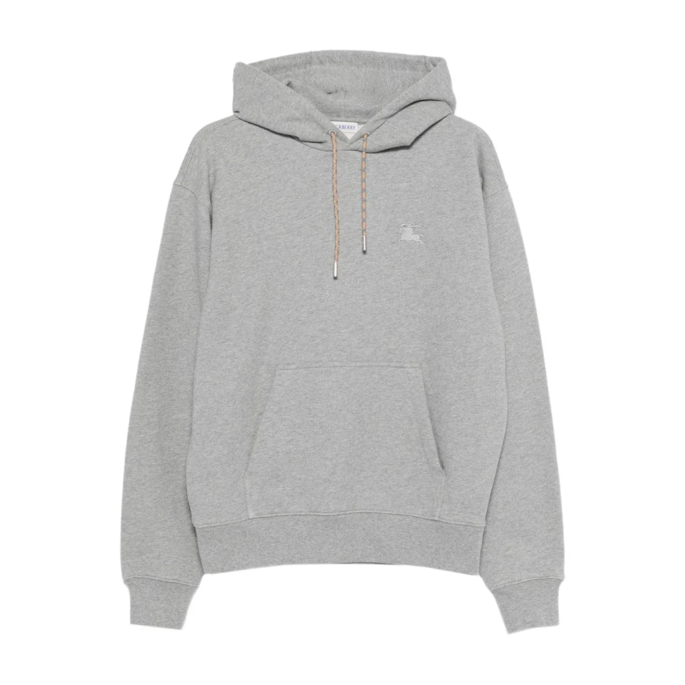 Burberry Men's Gray Hoodies, Xl, Check Motif Cotton Hoodie
