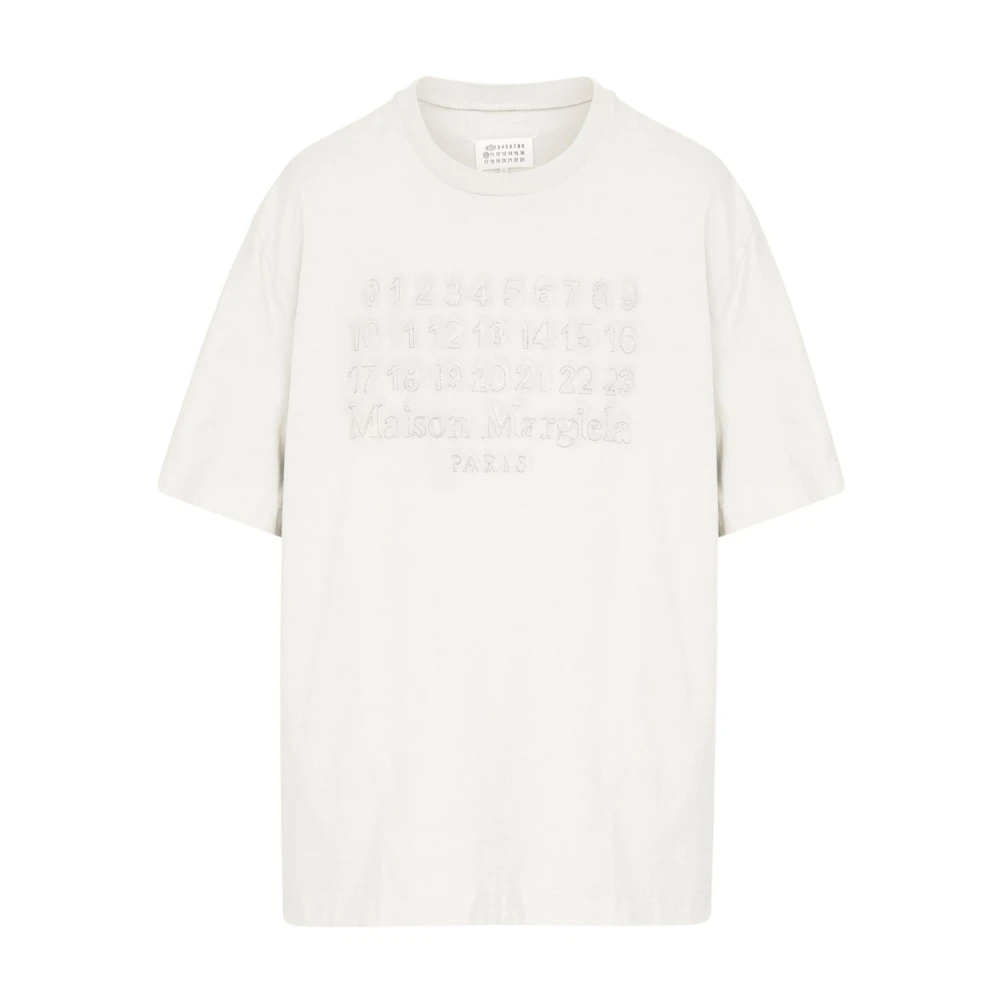 Maison Margiela Beige Oversize Katoenen T-shirt met Logo Beige Heren