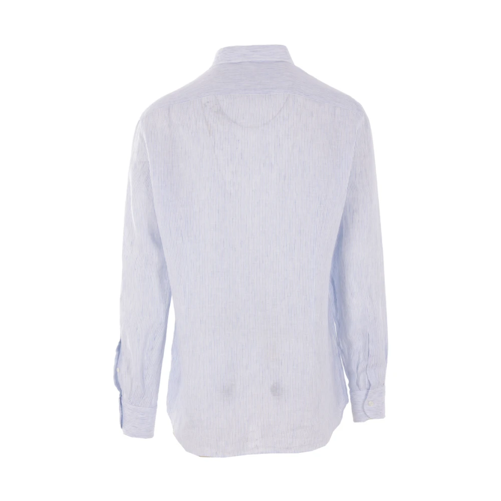 Lardini Gestreept linnen overhemd Blue Heren