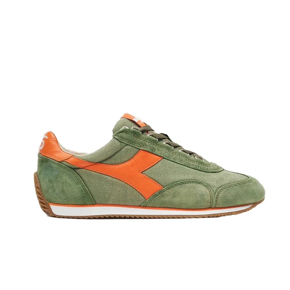 Diadora Men's Green Sneakers, 6 Uk, Canvas Heritage Trainers Stone Wash