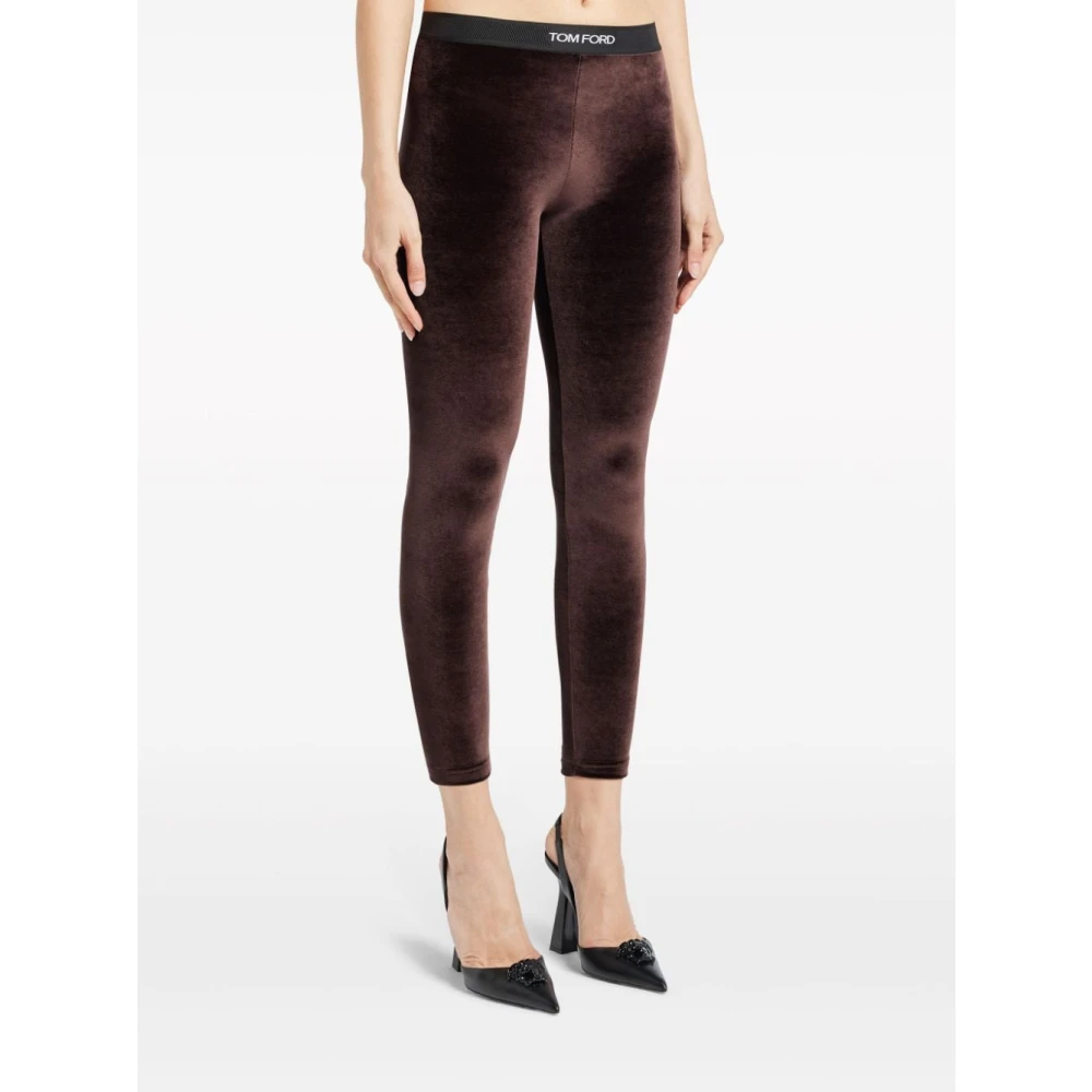 Tom Ford Bruine Fluweel Cropped Broek Brown Dames