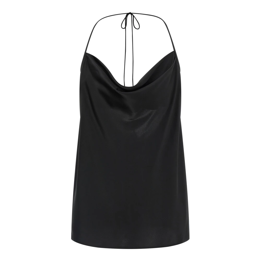 Valentino Garavani Black Sleeveless Tops, Female, S, Tie-Up Silk Top