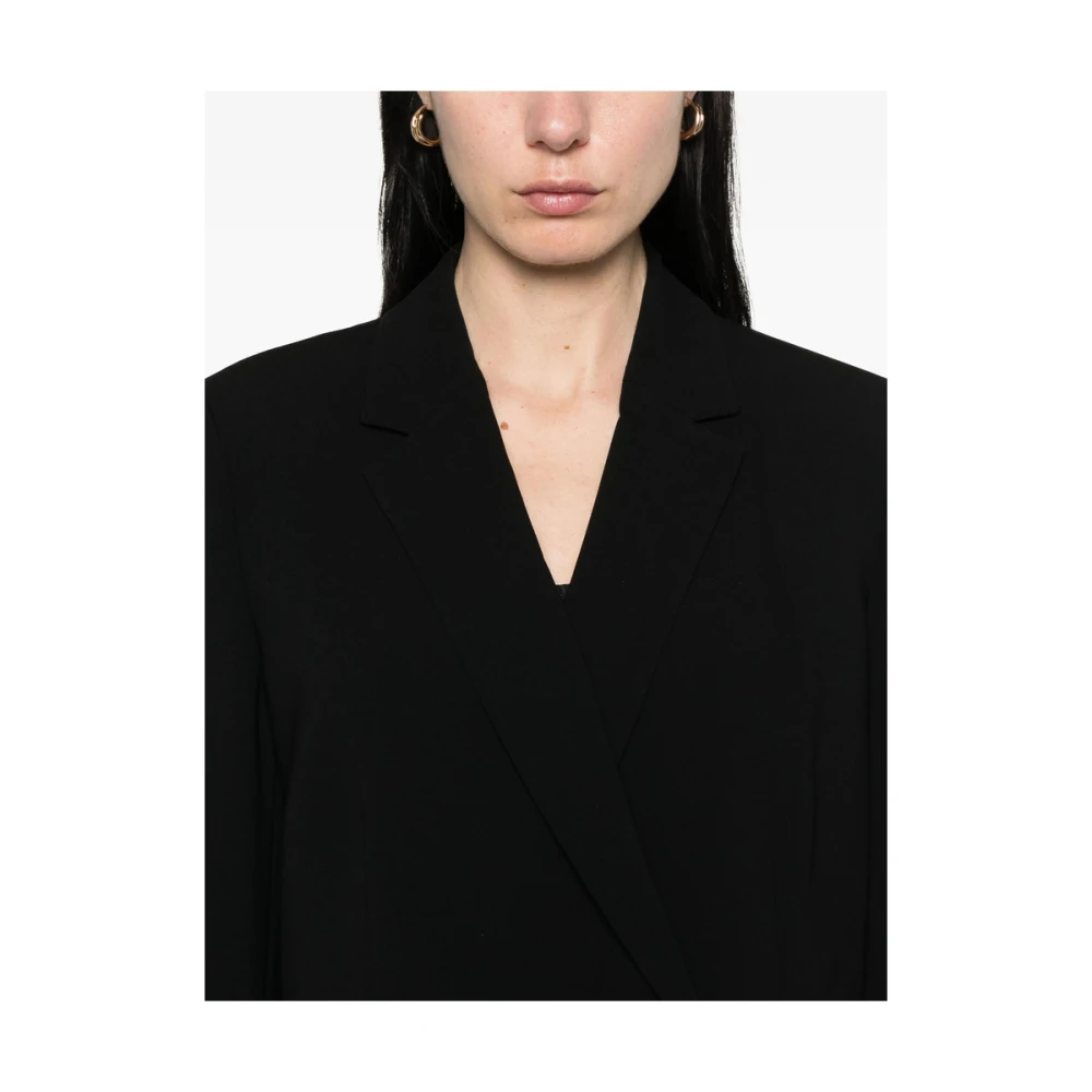 Theory Zwarte double-breasted jas met schoudervullingen Black Dames