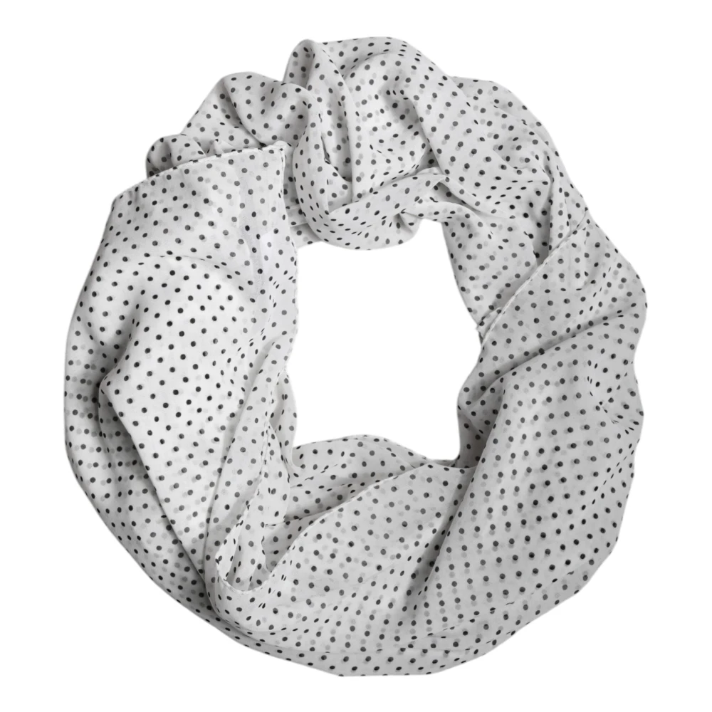Dolce & Gabbana Unisex White Scarves, One Size, Polka Dot Wrap Shawl Scarf