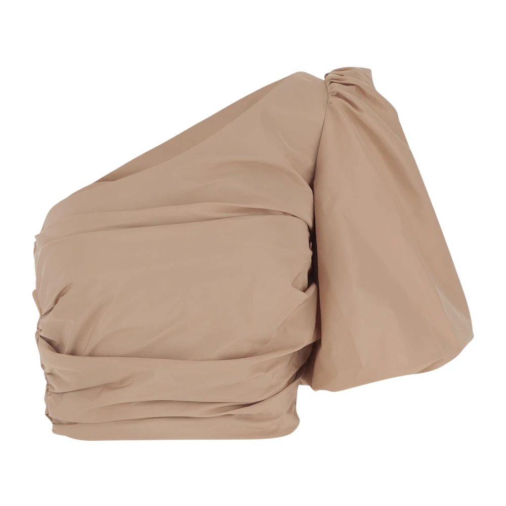 Pinko Women's Pink O, Blouses, S, One-Shoulder Taffeta Crop Top