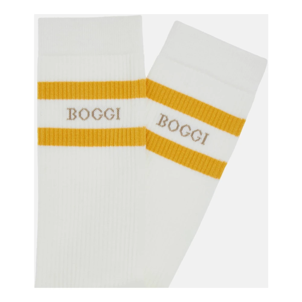 Boggi Milano Sokken met strepen en logo katoenmix White Heren