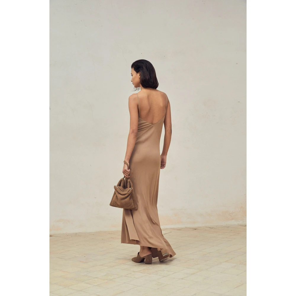 Cortana Zijden stretchjurk Asymmetrische zoom Brown Dames
