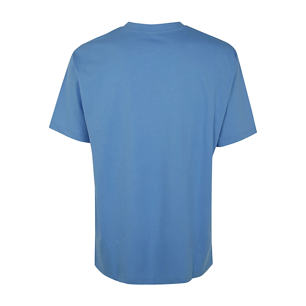 Balmain Sky Blue Print T-Shirt Straight Fit Blue Heren