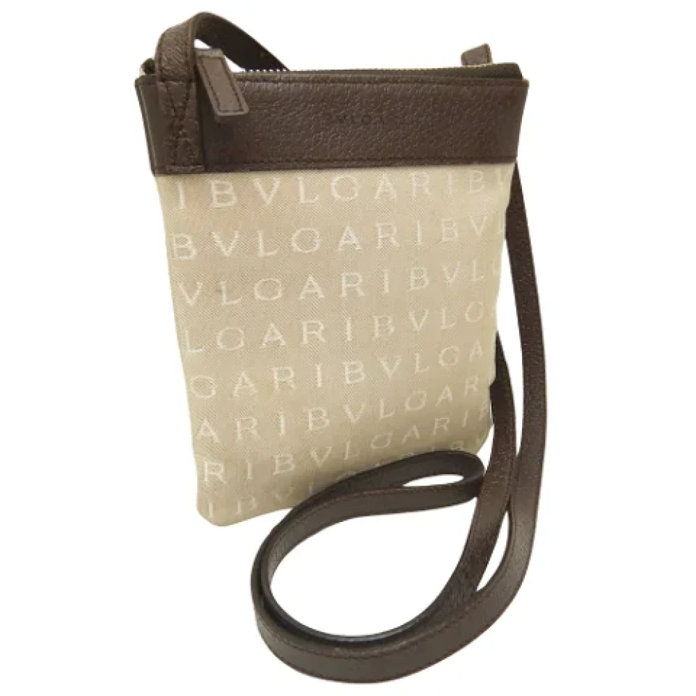 Bvlgari Vintage Pre-owned Canvas shoulder-bags Beige Dames