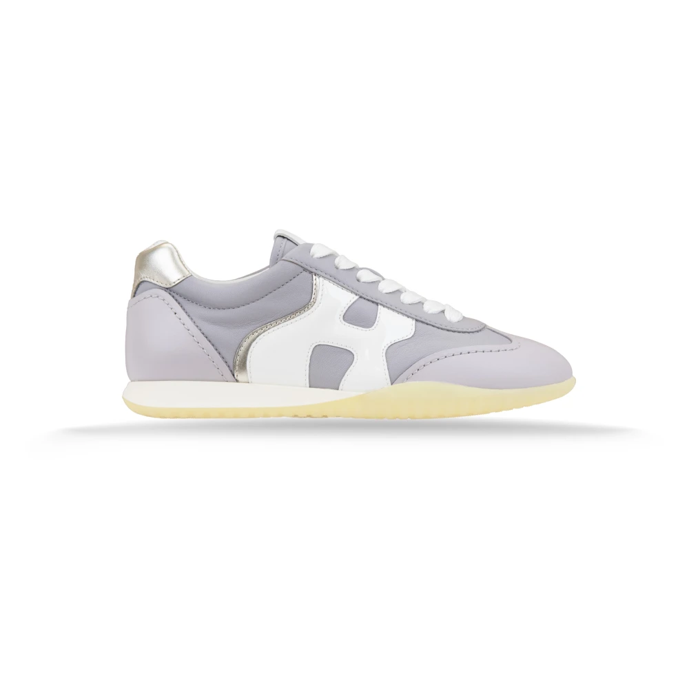 Hogan Leren Vetersneakers met Logopatch Dames Schoenen Grijs