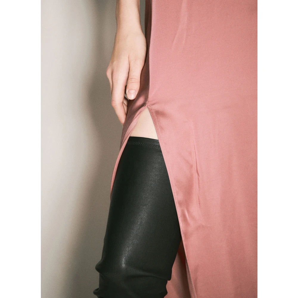 Rick Owens Zijden Maxi Jurk met Gedrapeerd Paneel Pink Dames