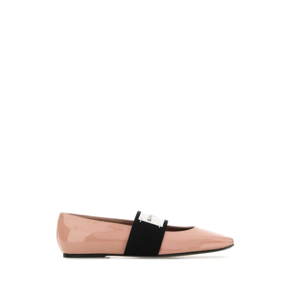 Givenchy Women's Pink Ballerina Shoes, 7 Uk, Patent Leather Ballerina Flats With Signature Band