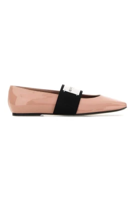 Ballerina Flats i Lackläder med Signaturrand
