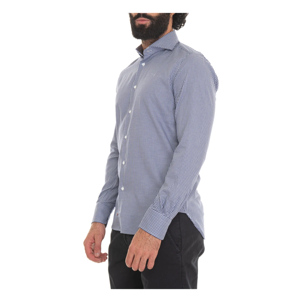 Càrrel Geruite Casual Overhemd met Bijpassende Clutch Blue Heren